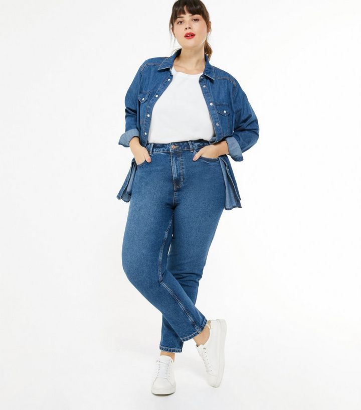 Curves Mid Blue Waist Enhance Tori Mom Jeans
						
						Add to Saved Items
						Remove from Sa... | New Look (UK)