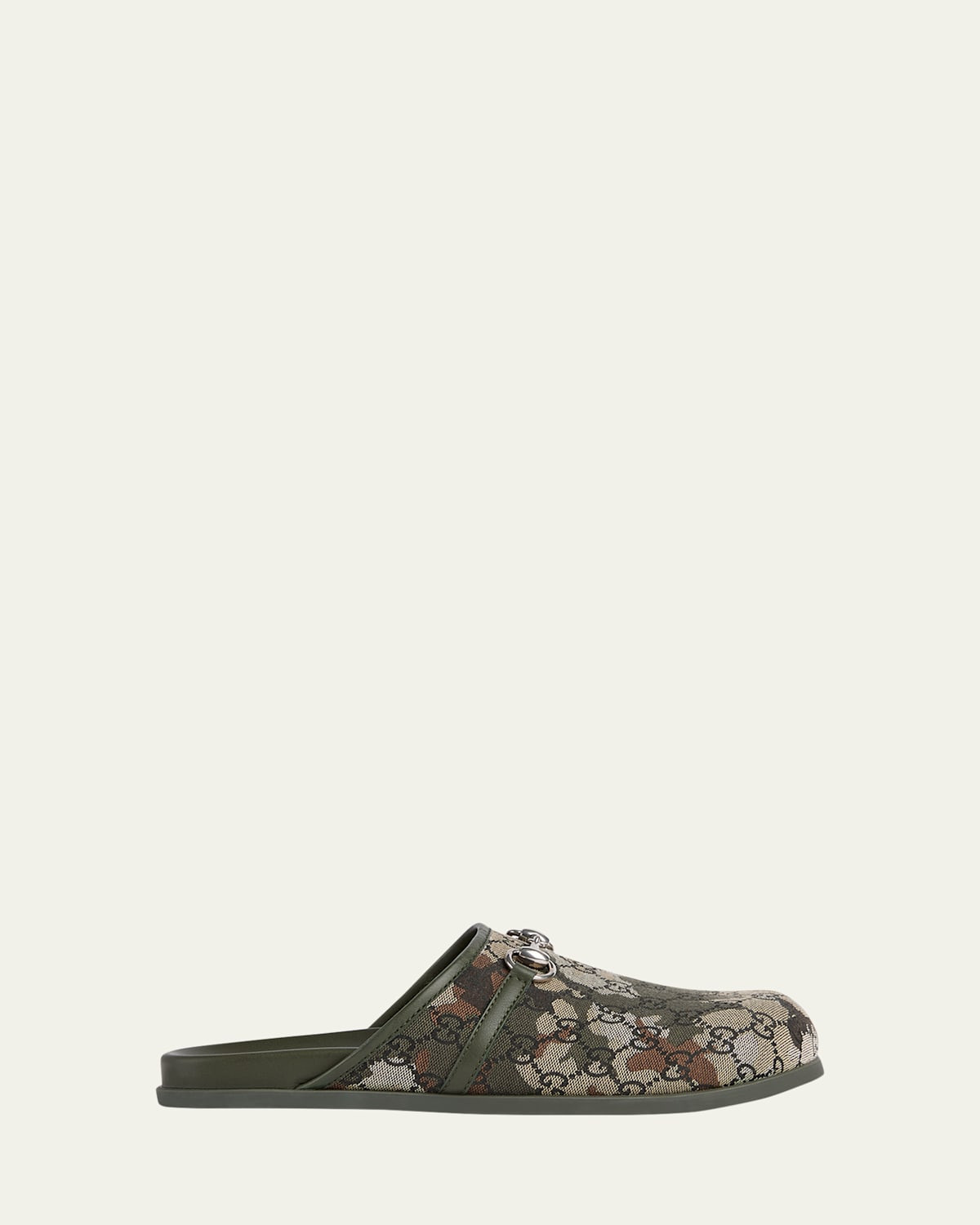 Men's Rhein Camouflage GG Canvas and Leather Mules | Bergdorf Goodman