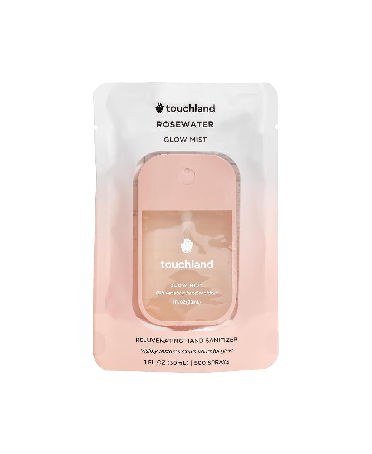 Touchland Glow Mist Rejuvenating Hand Sanitizer Spray, Rosewater scented, 500-Sprays each, 1FL OZ | Amazon (US)