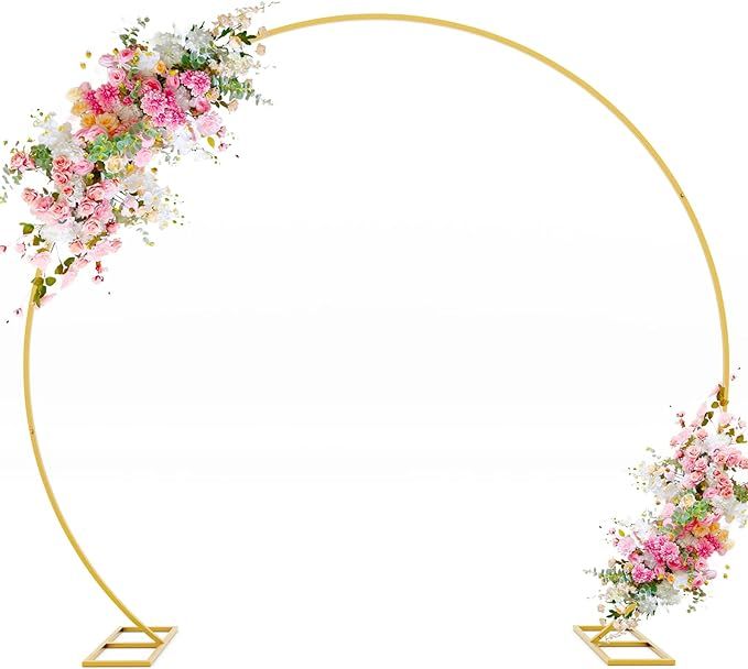 Wokceer Round Backdrop Stand 8FT Gold Wedding Arch Metal Circle Balloon Arch Frame for Birthday P... | Amazon (US)