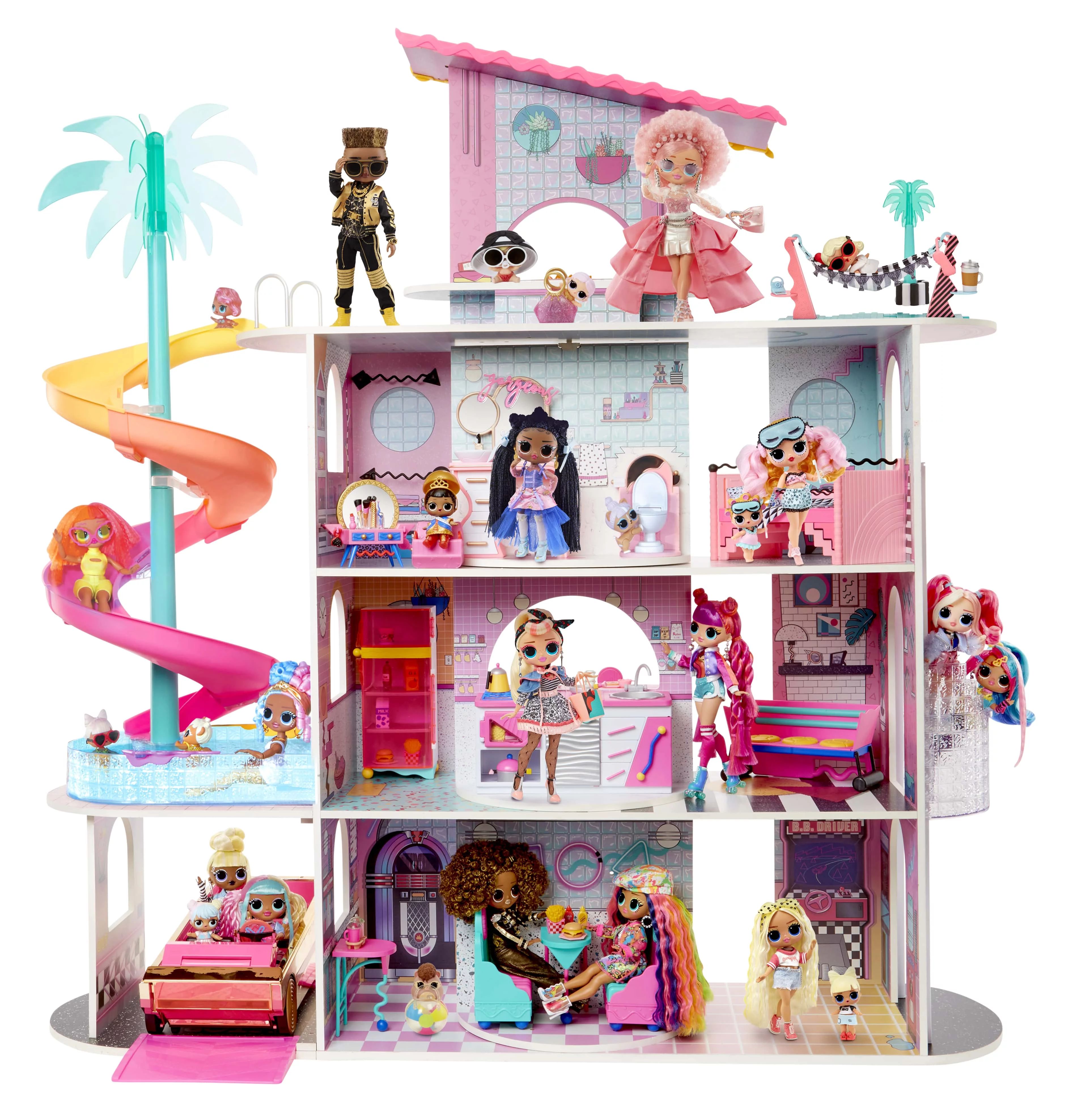 LOL Surprise Omg House Of Surprises New Real Wood Dollhouse 85+ Surprises 4 Floors Doll House 10 ... | Walmart (US)