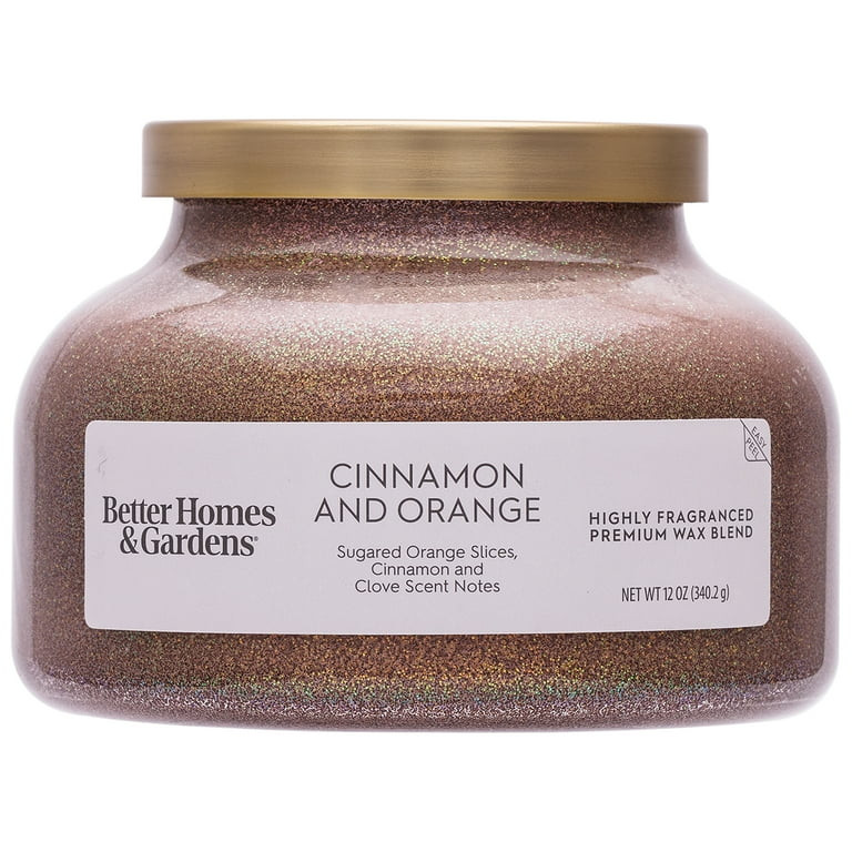 Better Homes & Gardens 1-Wick Holiday Scented Glitter Jar Candle, Cinnamon and Orange, 12oz. | Walmart (US)