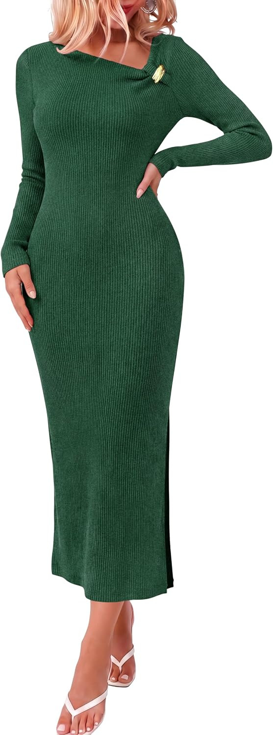 Simplee Womens Fall Maxi Sweater Dresses 2026 Long Sleeve Bodycon Dress | Amazon (US)