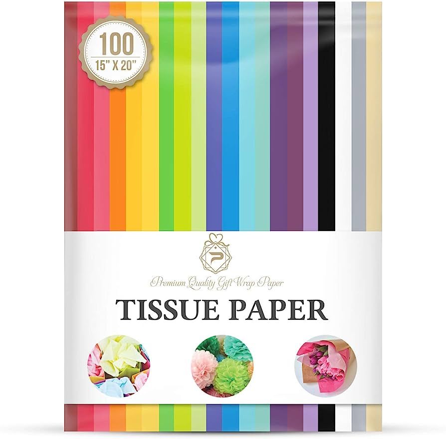 Tissue Paper for Gift Wrapping (100 Sheets) 20 Assorted Colors, Gift Bags, Packaging, Floral, Bir... | Amazon (US)