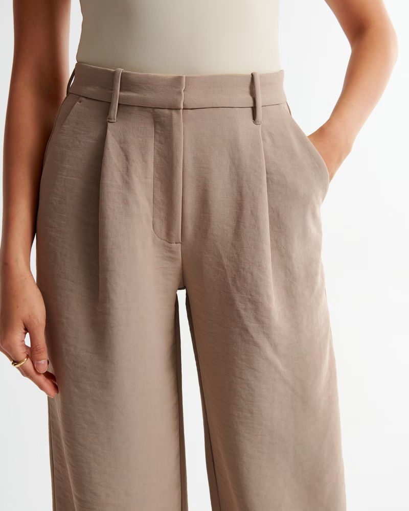 Premium Crepe Tailored Ultra Wide-Leg Pant | Abercrombie & Fitch (US)