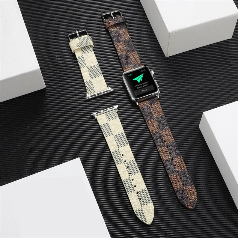 Leather Checkered Plaid Apple Watch Band 38mm 40mm 42 mm 44mm | Etsy (US)