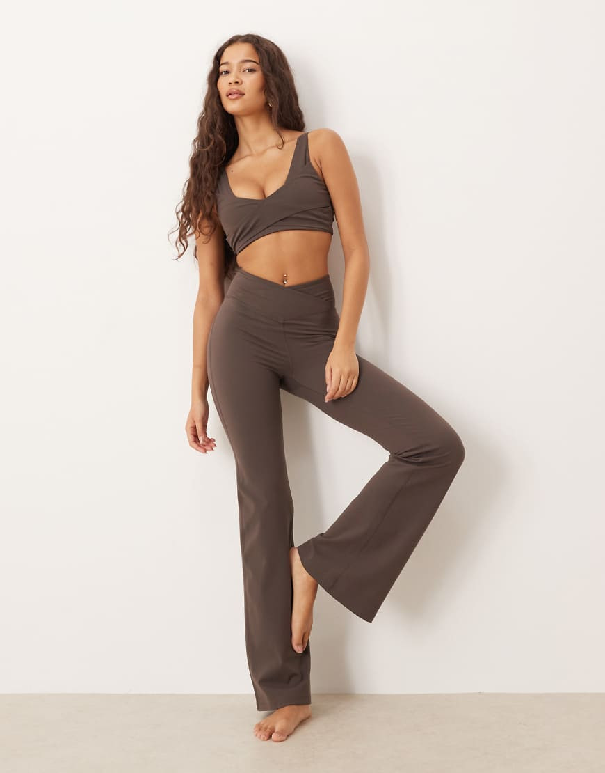 Tala DayFlex wrap flared yoga pants in mocha brown | ASOS (Global)
