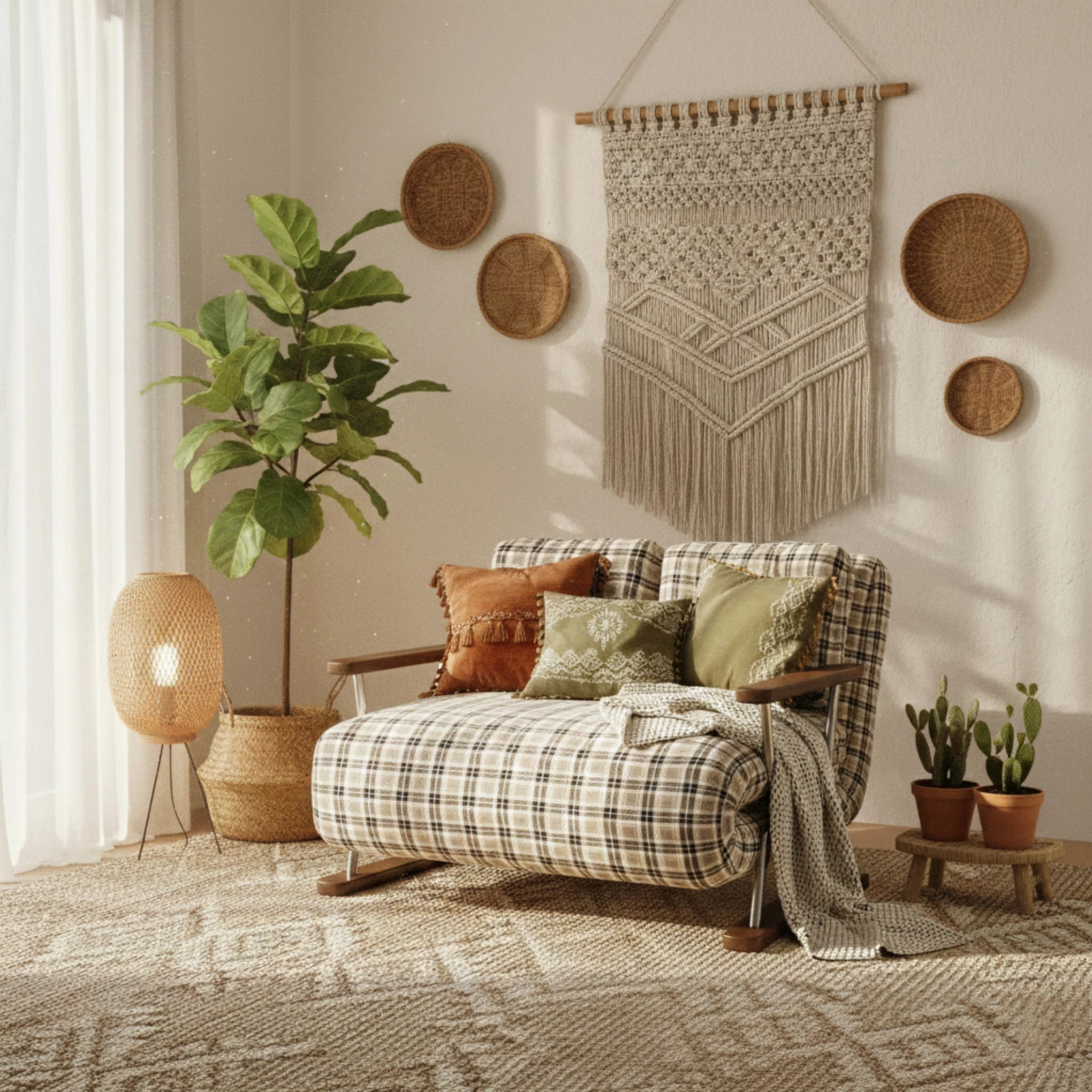 Sleeper Sofa Chair – 4‑In‑1 Folding Guest Bed In Tartan Fabric For Small Spaces | Wayfair North America