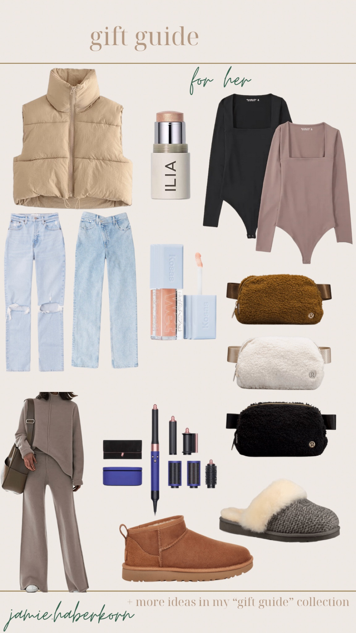 Gift guide - for her 


#holidays #giftguide #forher #lululemon #abercrombie #denim #shoes #ugg #birkenstock #makeup #beauty #ilia #kosas #vest #puffer #bodysuit #dyson #matchingset #giftideas

#LTKHoliday #LTKbeauty #LTKstyletip
