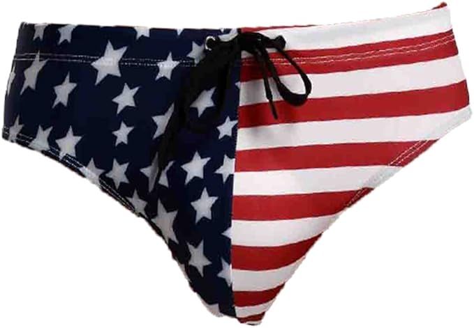 F plus R Mens USA Flag Stars Low Rise Swimwear Bikini Briefs Beach Swimsuit | Amazon (US)