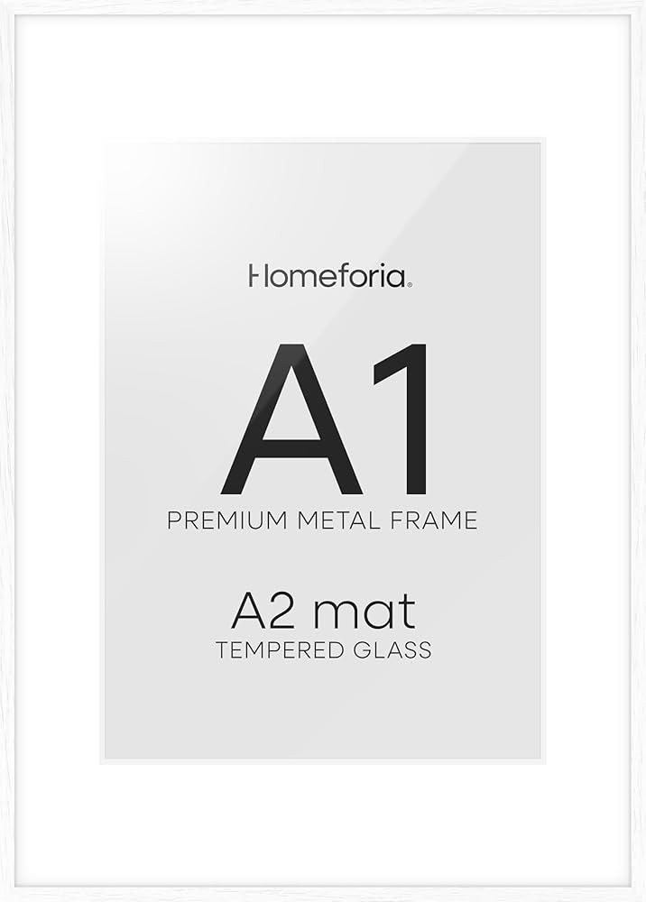 Homeforia A1 Frame White Wood, High End Oak 23.4 x 33.1 White Wooden Poster Frames Matted to 16.5... | Amazon (US)