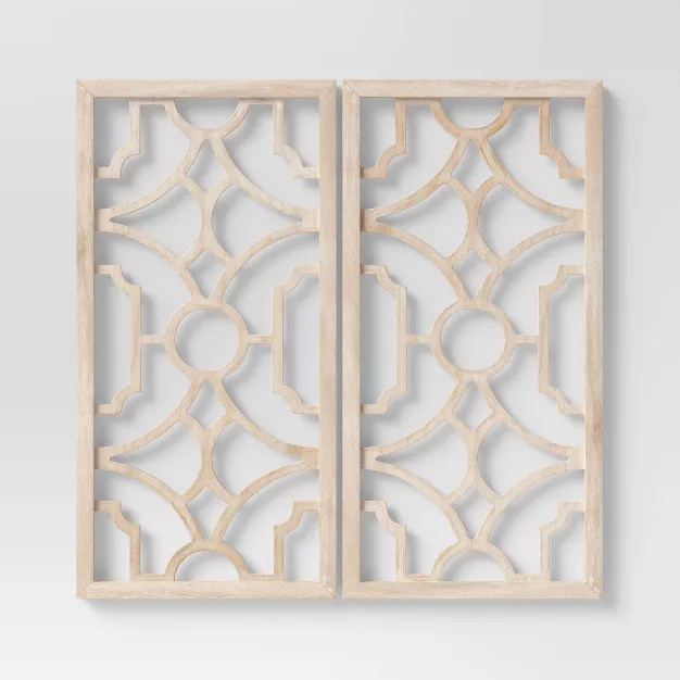 Set of 2 Wood Lattice Wall Hanging Brown - Threshold™ | Target