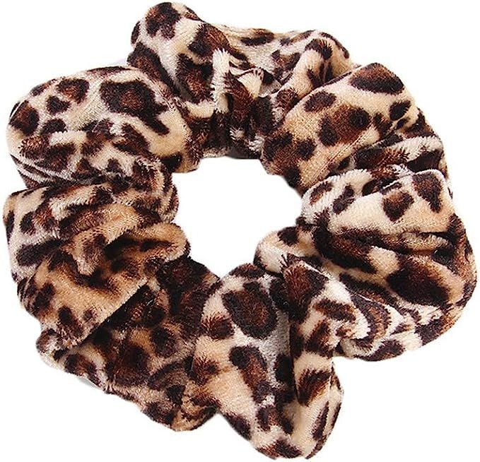 X-QUICKLY Hair Rope, 1 Piece Women Winter Elastic Rubber Band Soft Leopard Milk Cow Printed Pleuc... | Amazon (US)