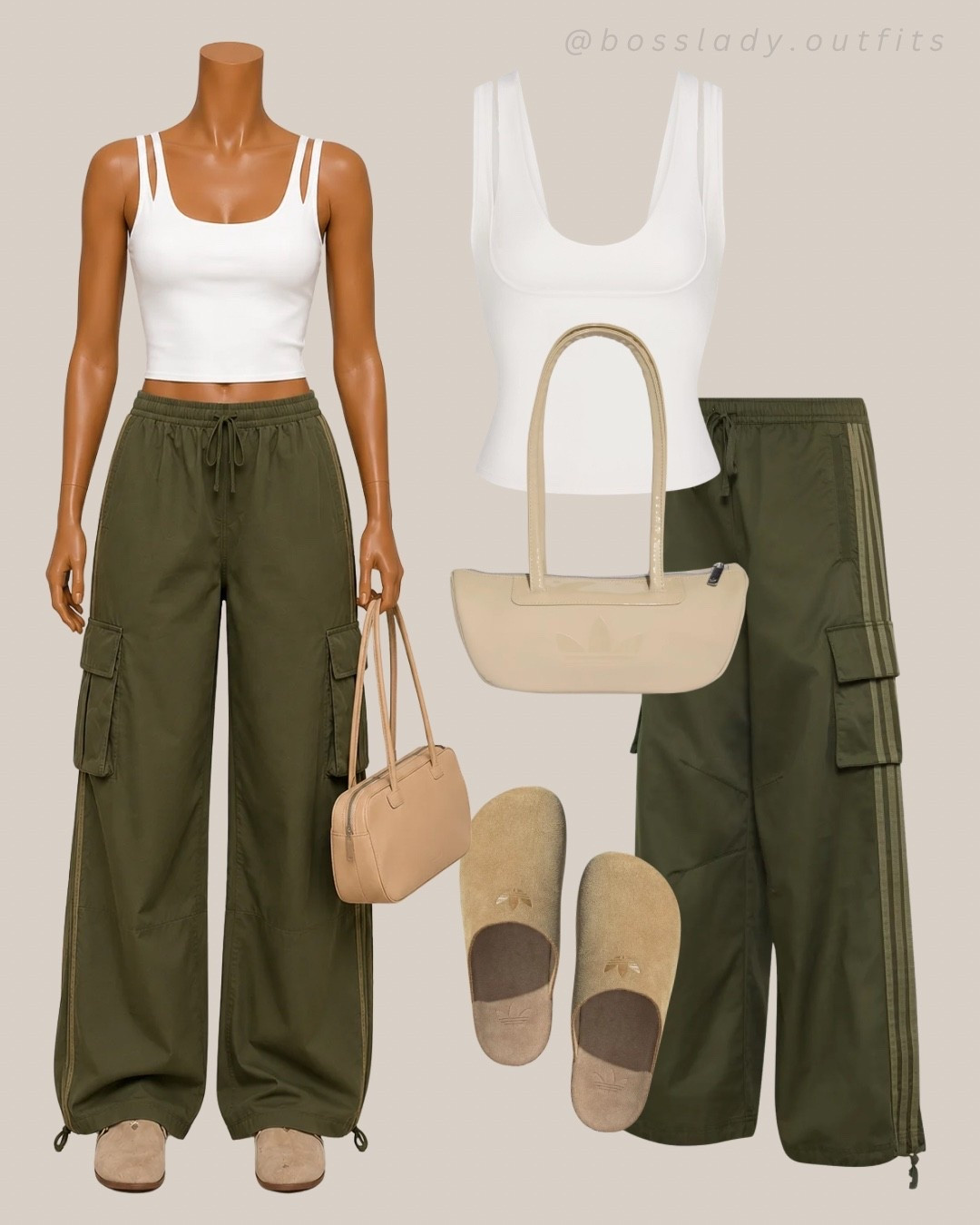 this fit is giving comfy but still put together

Tags: olive cargo pants outfit, white tank top outfit, casual outfit idea, everyday outfit, airport outfit, travel outfit, comfy outfit inspo, neutral outfit, simple outfit inspo, weekend outfit, adidas slides, tan bag outfit, loungewear outfit idea

#LTKstyletip #LTKshoes #LTKsummer