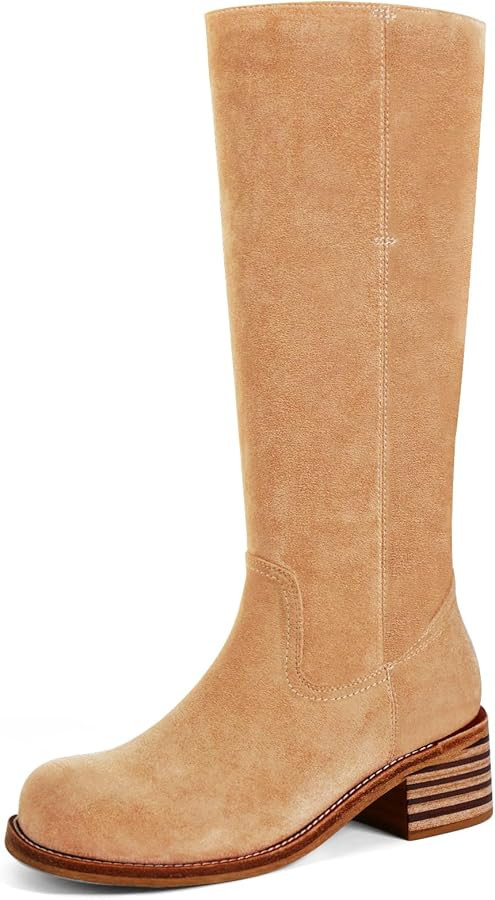 Women's Knee High Boots Square Toe Chunky Block Heel Long Boots for Women Comfortable Low Heel Wo... | Amazon (US)