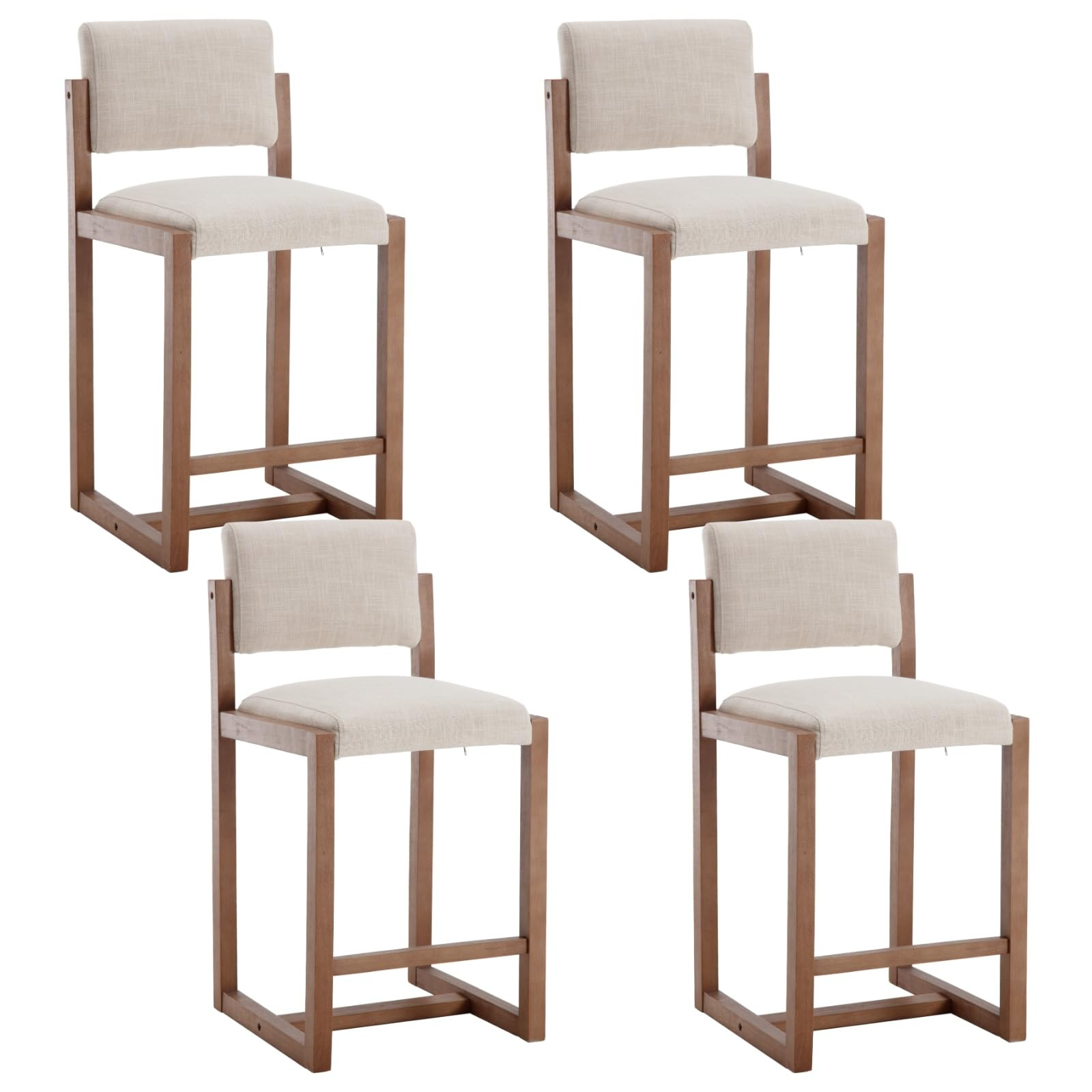 DUOMAY Modern Bar Stools Set of 4, 26" Counter Height Barstools, Linen Upholstered Kitchen Island... | Amazon (US)