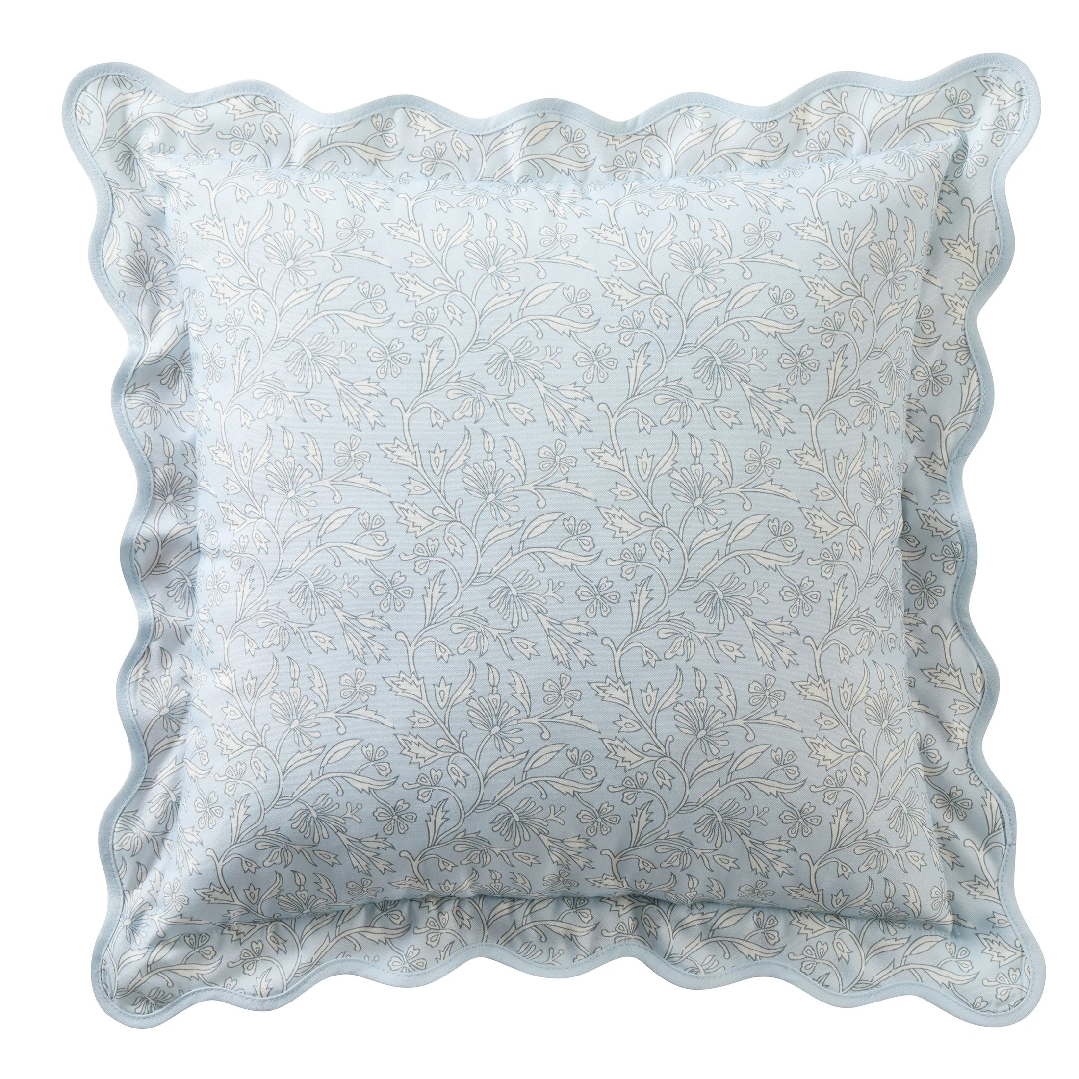 My Texas House Blue Floral Scallop 18" x 18" Outdoor Pillow | Walmart (US)