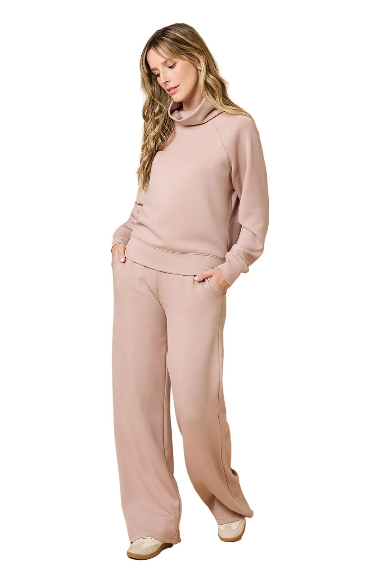 Athleisure Mock Neck and Pleated Pant Set | Nordstrom