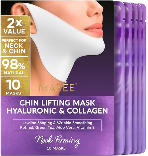 MAREE V Line Lifting Mask with Hyaluronic Acid – Deep Collagen Face Mask for Women – Jawline Shaper Facial Masks with Retinol – Tightening & Firming Neck Lift Tape – Double Chin Strap for Face Lift | Amazon (US)
