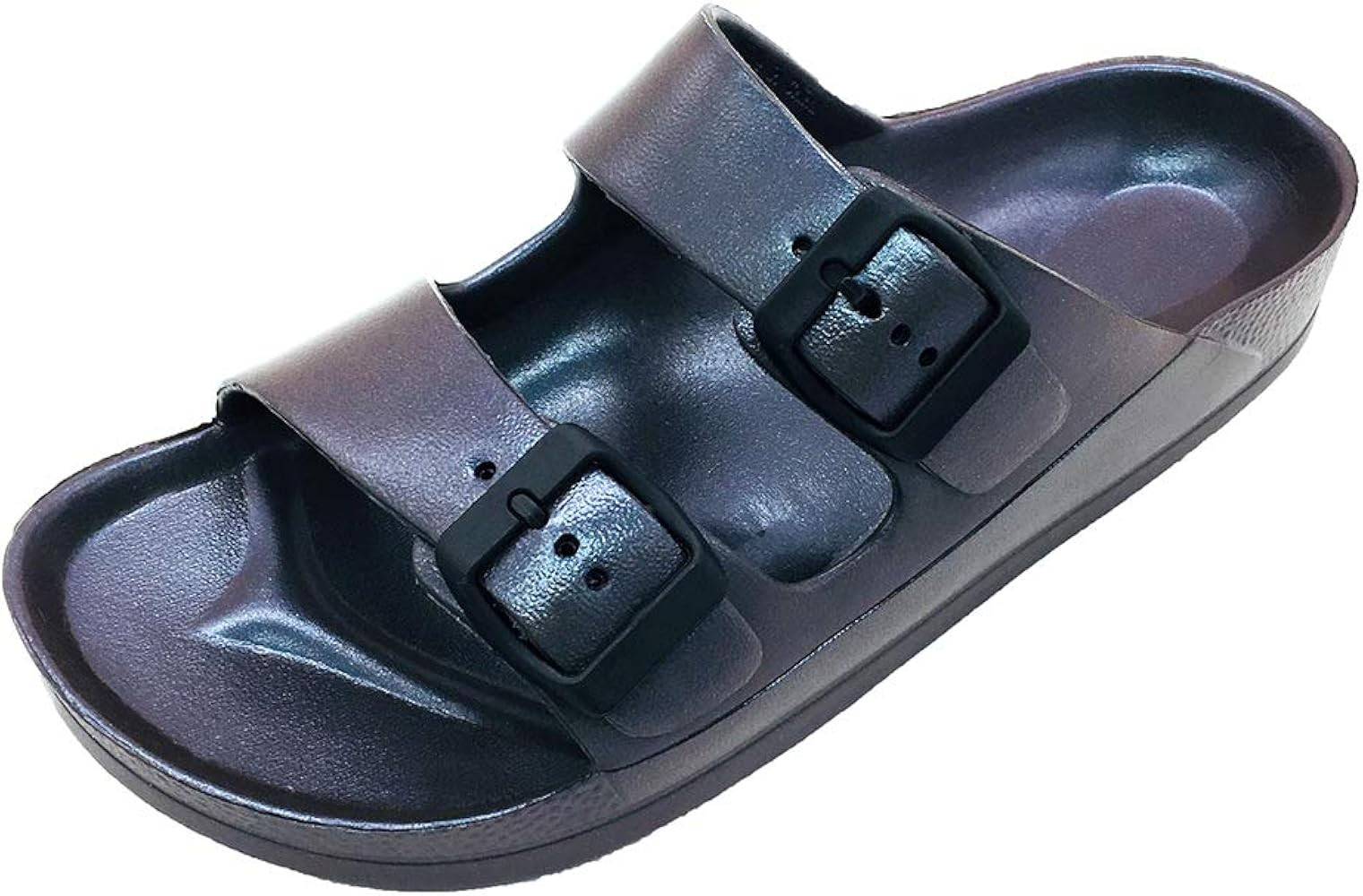 FUNKYMONKEY Women's Comfort Slides Double Buckle Adjustable EVA Flat Sandals | Amazon (US)