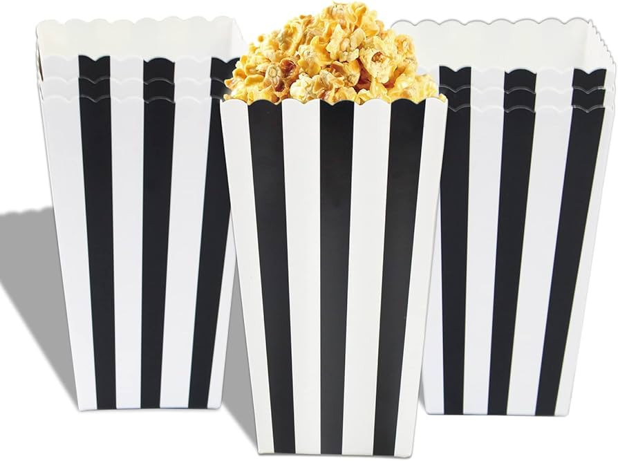 IPALMAY Black and White Striped Mini Paper Popcorn Boxes - Treat Boxes - Birthday Favor Box - Sna... | Amazon (US)