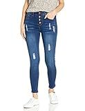 COVER GIRL womens Cute Super High Waisted Button Up Fly Juniors Skinny Stretch Jeans, Dark Blue, 9 U | Amazon (US)