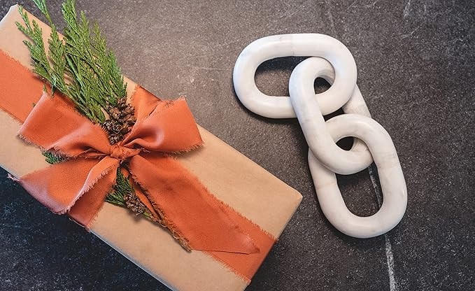 Rustic Luxury White Marble Chain Link Décor Decorative Object, Marble Décor for Your Coffee Tab... | Amazon (US)