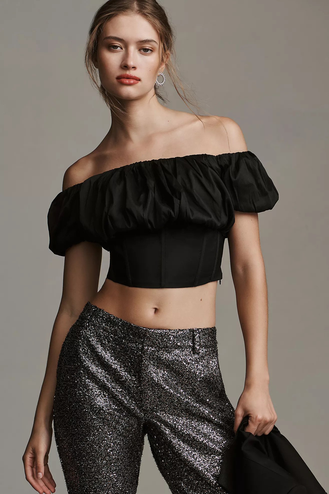 Maeve Puff-Sleeve Off-The-Shoulder Corset Top | Anthropologie (US)