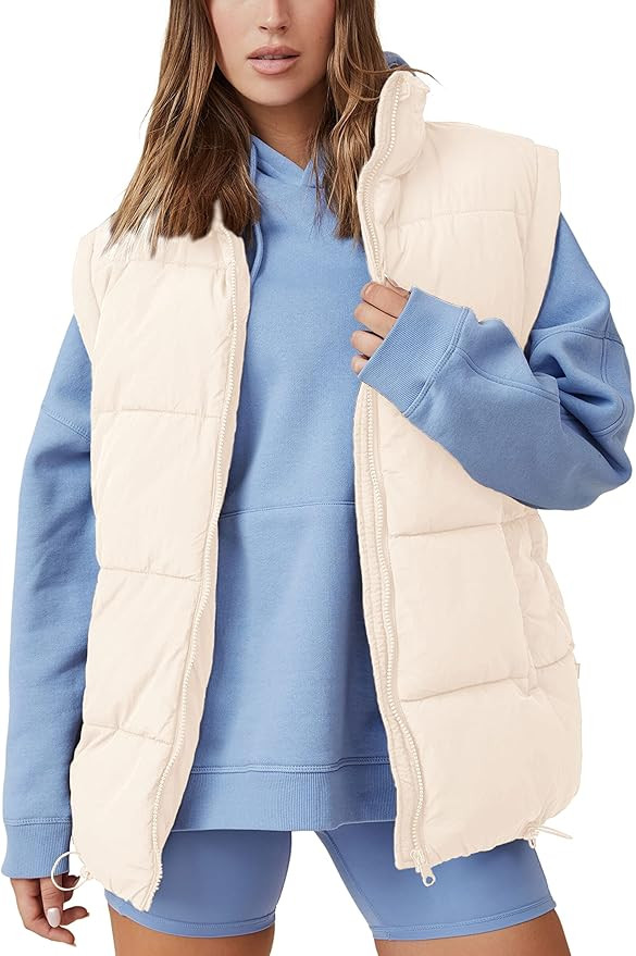 Springrain Womens Quilted Puffer Vest Padded Warm Winter Jacket with Stand Collar Bubble Puffer G... | Amazon (US)