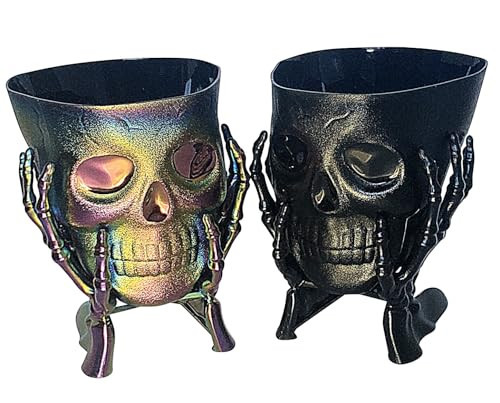 Skull in Hands Halloween Snack Bowls, Set of 2 (One Black Bowl & One Iridescent Bowl), 7 x 5 x 5 inches. | Amazon (US)