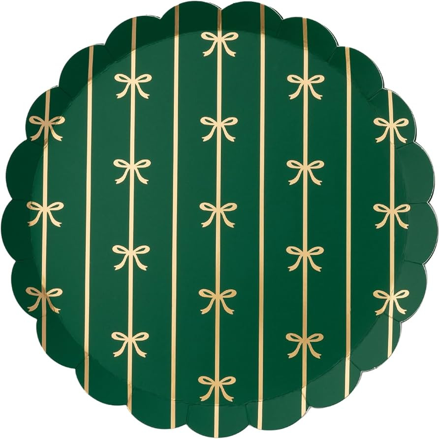 Bonjour Fête Emerald Green Bow Paper Party Small Plates | Disposable Small Plates for St. Patric... | Amazon (US)