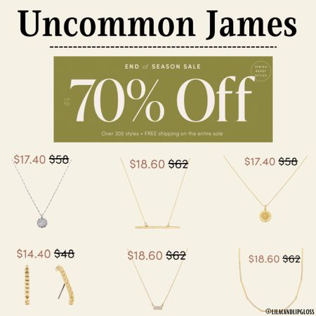 Uncommon James sale//jewelry//cookbooks//candles//free ship//

#LTKsalealert #LTKunder50 #LTKFind