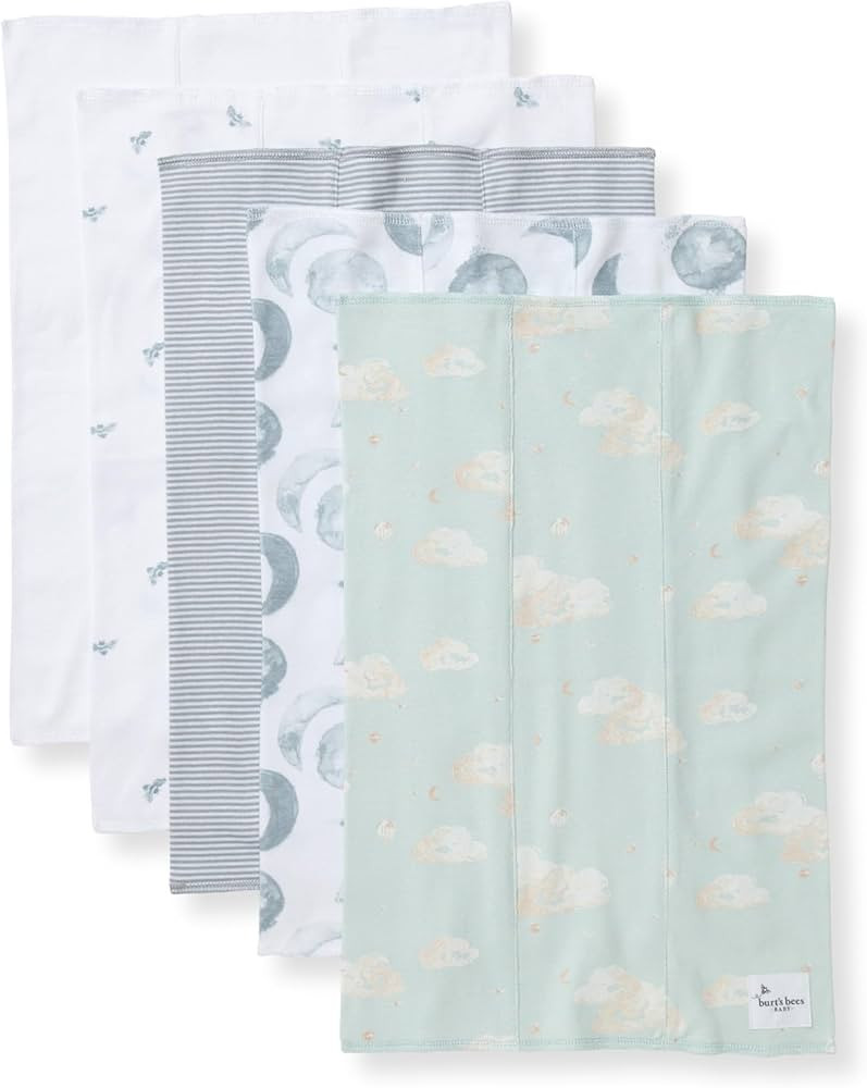 Burts Bees Baby Infant Burp Cloths, 100% Organic Cotton Extra Absorbent Soft Fabric Drool Cloths,... | Amazon (US)