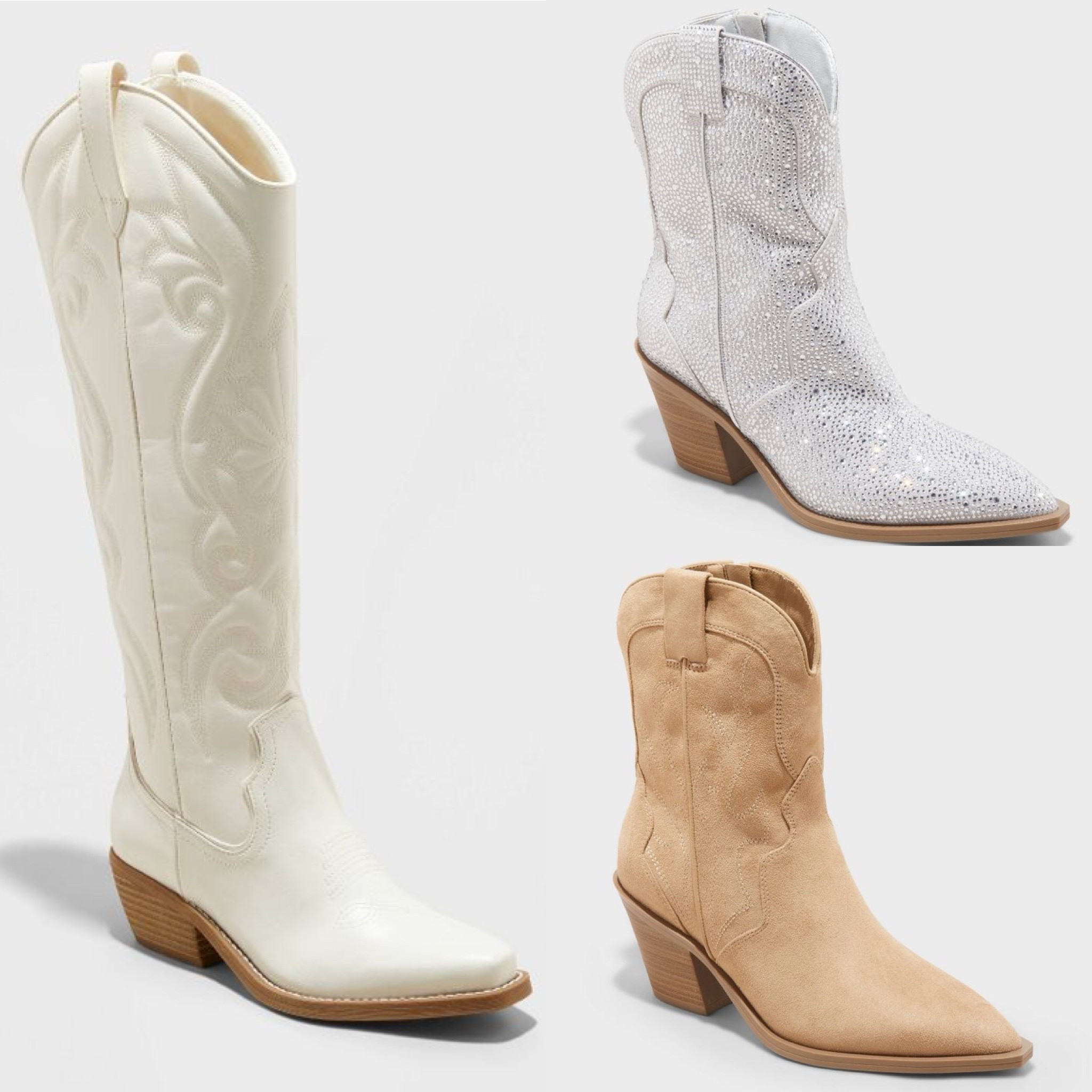 Shoe sale - 20% men and women’s shoes - I have these in my cart just have to decide if so need them all… 

The white tall boots also come in black and are available in wide calf option. Great price and now on sale so snag these quick. 

The short boots come in the rhinestone and tan but also black and white options. 

Tall white boots
Wide calf boots
Plus size boots
Target finds
Target style 
Western boots
Country concert outfit 



#LTKSaleAlert #LTKShoeCrush #LTKFindsUnder50