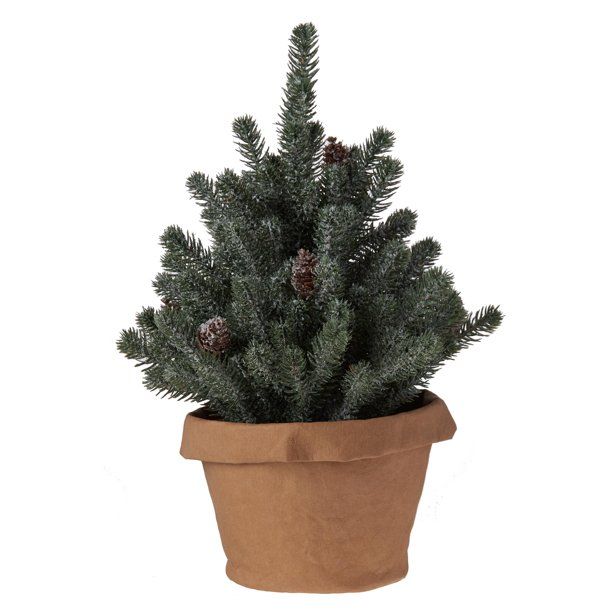 Holiday Time Artificial Flocked Pine Tree in Kraft Bag Pot, 16" - Walmart.com | Walmart (US)