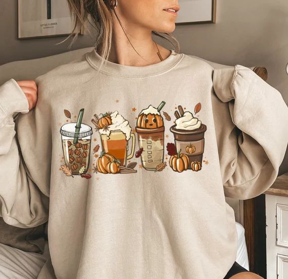 Fall Coffee Shirt Cute Fall Sweatshirt Coffee Lover Tee - Etsy India | Etsy ROW