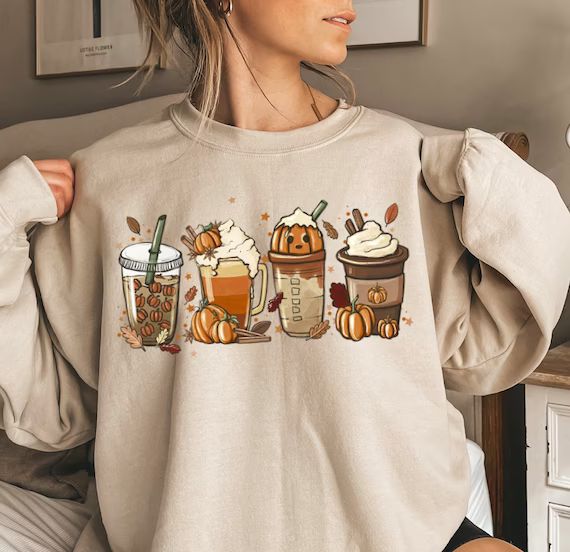 Fall Coffee Shirt Cute Fall Sweatshirt Coffee Lover Tee - Etsy | Etsy (US)