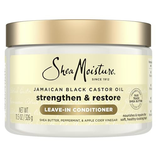 SheaMoisture Jamaican Black Castor Oil Leave In Conditioner 100% Pure Jamaican Black Castor Oil For Damaged Hair to Soften and Detangle Hair 11.5 oz | Amazon (US)