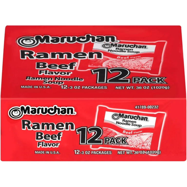 Maruchan Ramen Noodle Beef Flavor Soup, 3 oz, 12 Count, Shelf Stable Package | Walmart (US)