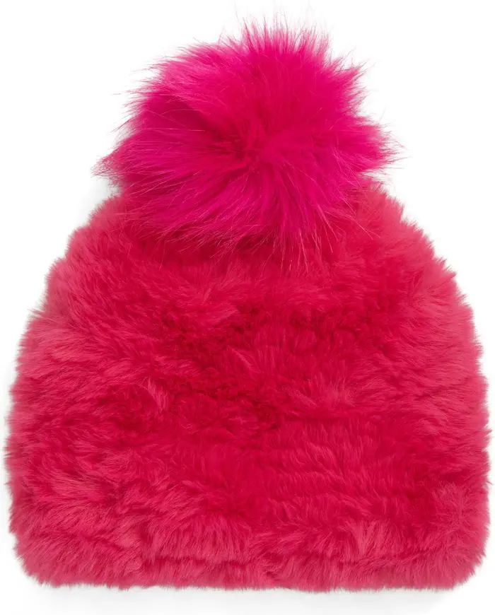 Faux Fur Beanie with Pom | Nordstrom