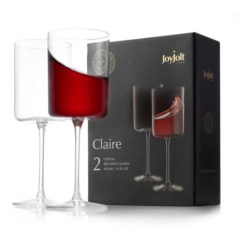 JoyJolt Claire Crystal Red Wine Glasses, Large Wine Glass [Set of 2] Stemmed Wine Glasses | Walmart (US)