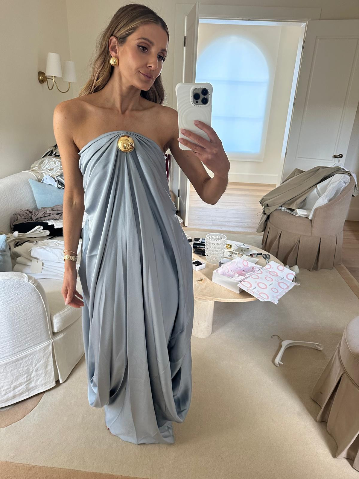 Loewe dress styled with a Jimmy Choo bag and Anna Rossi earrings! Tagged exact and similar items 🩵 

 #LTKaustralia #LTKstyletip #LTKdresses