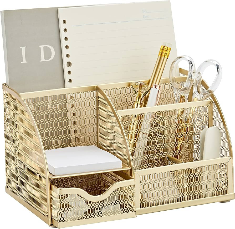 Annova Mesh Desk Organizer Office with 7 Compartments + Drawer/Desk Tidy Candy/Pen Holder/Multifu... | Amazon (US)