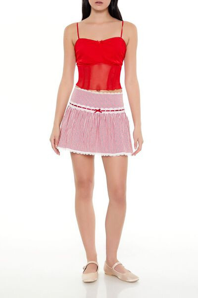 Gingham Bow A-Line Mini Skirt | Forever 21