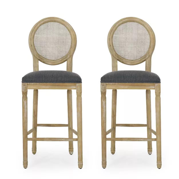 2pc Epworth French Country Wooden Counter Height Barstools with Upholstered Seating - Christopher... | Target