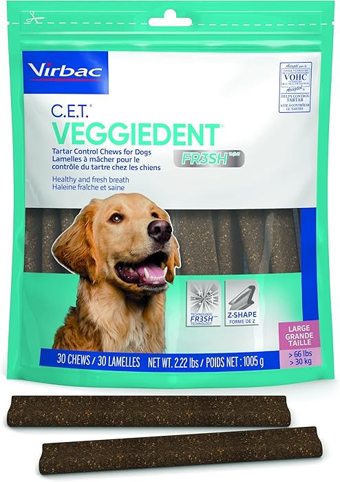 Virbac CET Veggiedent FR3SH Tartar Control Chews for Large Dogs Over 66 Pounds, Plant-Based Formu... | Amazon (US)