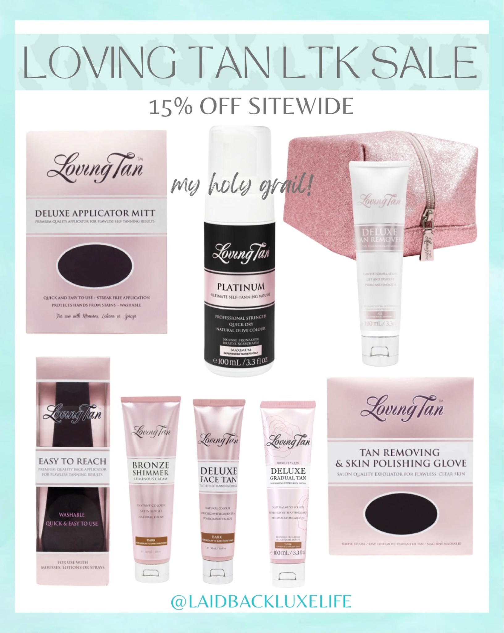 LTK Fall Sale, LTK Sale, Loving Tan Sale, Sale, beauty, beauty sale, skincare, Loving Tan sale 15% off sitewide! My holy grail self tanner (Platinum) is a must have! It’s so beautiful and natural looking and dries fast! You will look like you spent a week on vacation in Hawaii! 😍 Would make a great gift for beauty lovers @lovingtan #LaidbackLuxeLife

Follow me for more fashion finds, beauty faves, lifestyle, home decor, sales and more! So glad you’re here!! XO, Karma

#LTKSale #LTKsalealert #LTKSeasonal