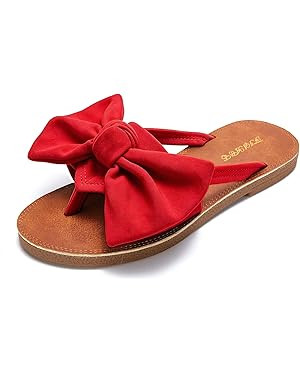 FISACE Womens Slip On Flip Flops Ring Toe Strappy Summer Gladiator Flat Sandals | Amazon (US)