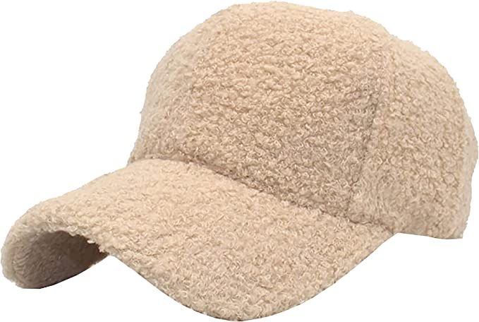 Faux-Lamb-Wool Baseball-Caps Warm-Winter Teddy-Fleece Hip-Hop Cap for Men Women Outdoor Travel | Amazon (US)