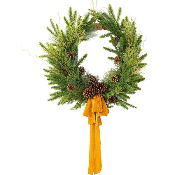 Evergreen Forest Mixed Greens & Pine Cone Holiday Wreath | Maisonette